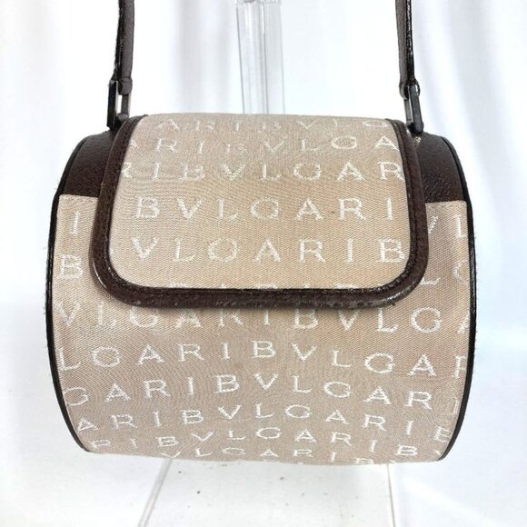 Bvlgari Handbag B.zero1 Drum Leather Canvas Beige - Picture 5 of 9